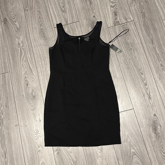 Black Dynamite Dress with Mesh Neckline - Picture 1 of 6